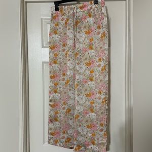 Olivaceous polyester floral print pants NWT
